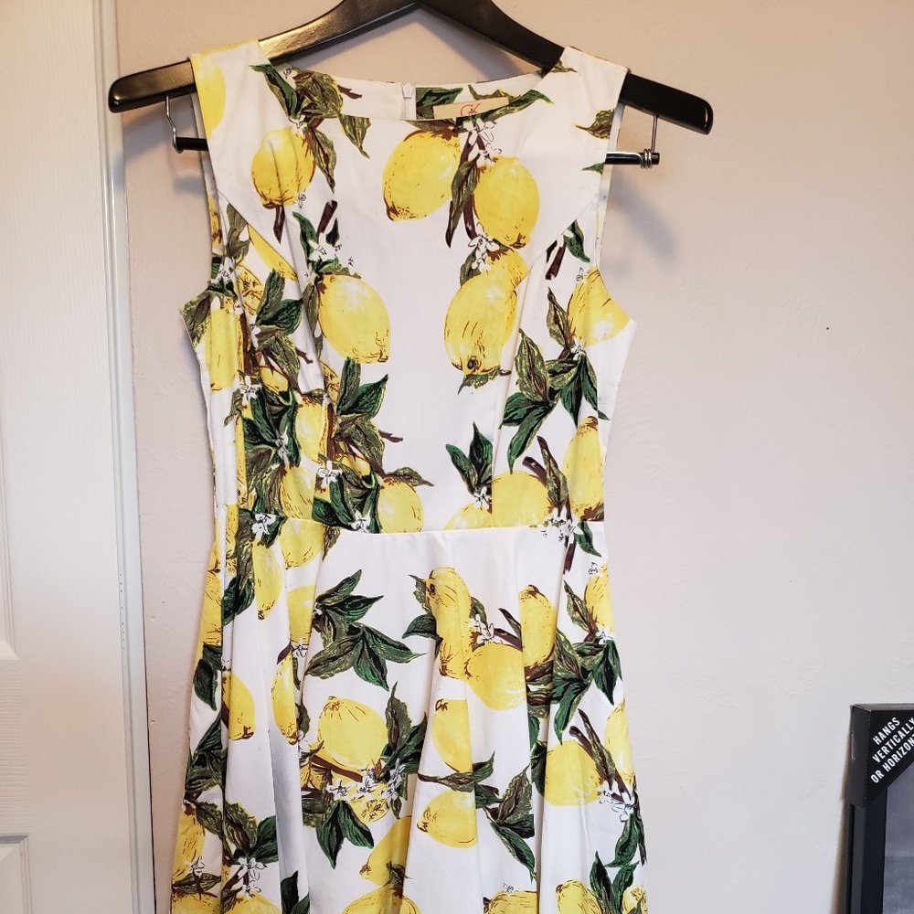 Whimsical lemon print dress